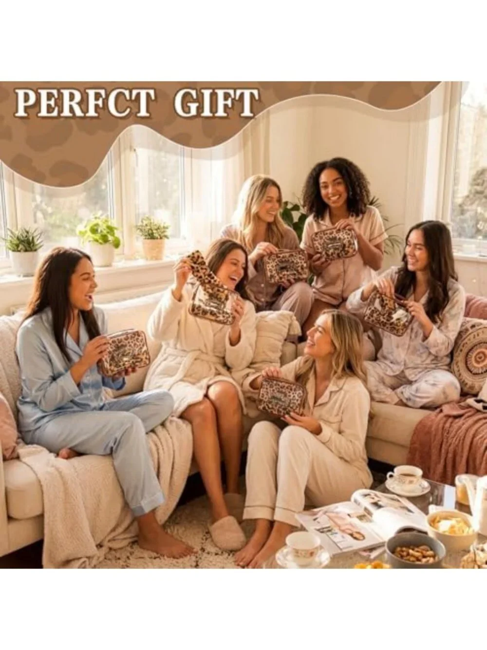 Cheetah Print Party Favors Set - Spa Headbands, Eye Masks, Claw Clips & Bags